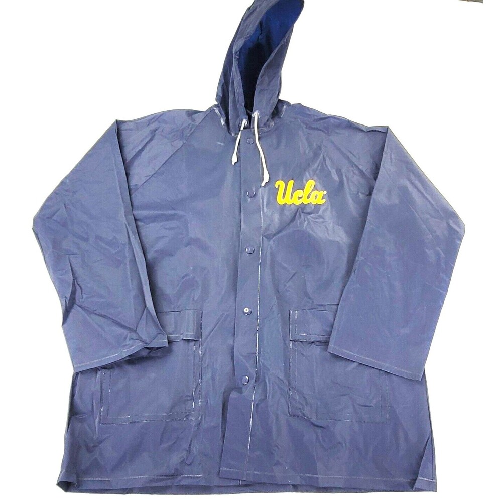 UCLA Aqua Sheen Blue Large Men's Raincoat Jacket Vinyl